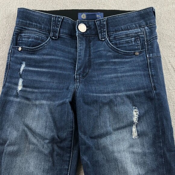 Democracy Womens Jeans Size 2 Distressed Skinny Leg Blue Denim Stretch Ankle - Picture 13 of 16